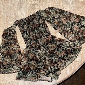 MOD floral bell sleeve off shoulder romper